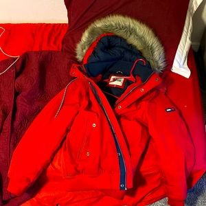Tommy Hilfiger Warm Red Coat with Fur